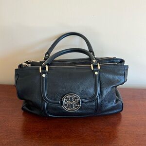 Tory Burch medium sized black satchel and small wallet